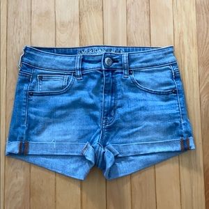 AEO Light blue Hi-Rise Shortie Shorts